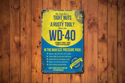 Rusted Tin Metal Wall Plaque For Garage Shack Or Man Cave Workbench Vibes Do You Own A Rusty Tool Retro sign on wood background.