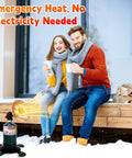 Couple enjoying warmth from Portable Propane Heater For Camping And Outdoorsy Go To Cordless Gas Heater With Foldable Tank Holder