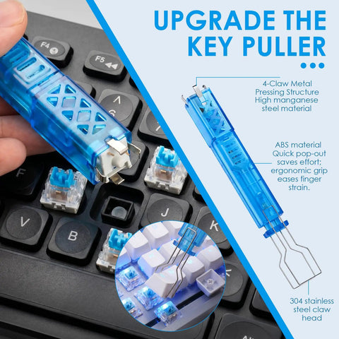 Blue Mechanical Keyboard Switches 100 Pack With Upgraded 4 Claw Puller And Cleaning Brush, Dustproof Clicky Tactile Switches detail