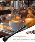 Dual Head Coffee Grinder And Espresso Machine Cleaning Brush with stiff bristles for deep cleaning and soft bristles for gentle dusting