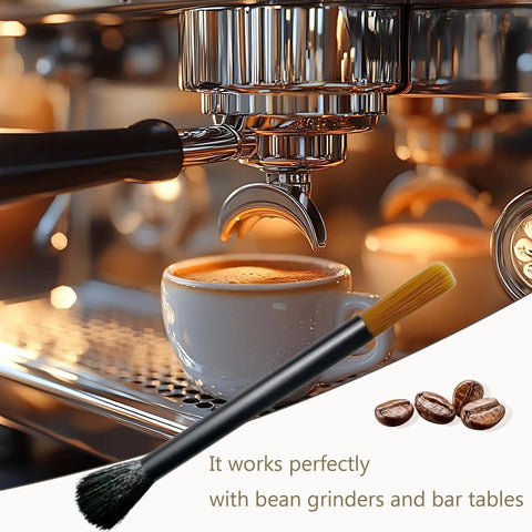 Dual Head Coffee Grinder And Espresso Machine Cleaning Brush with stiff bristles for deep cleaning and soft bristles for gentle dusting