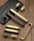 4 Pack 6.3 Inch Gold Vintage Brass Cabinet And Furniture Pull Handles on wooden surface