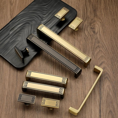 4 Pack 6.3 Inch Gold Vintage Brass Cabinet And Furniture Pull Handles on wooden surface