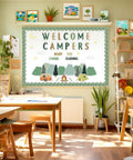 Classroom with Camping Bulletin Board Kit With Adventure Mountain Back to School Decor Includes Tent and Campfire Cutouts