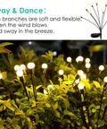 Outdoor garden with Solar Firefly Lights for Outdoor Decor 6 Pack Real Firefly Look Waterproof Swaying Garden Lights glowing at night