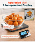 Wireless Kitchen Scale Detachable Display Pro Grade Large Platform 33Lb 15Kg Precise 0.1oz 1g 9 Units Counting Function Stainless Steel For Cooking Baking Shipping Silver with bowl of oranges on weighing pan
