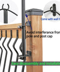 Two Pack Stainless Steel String Light Poles, 6.5 Ft Deck Lights Poles with wall hooks attached to wooden post