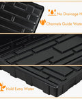 Close-up of black plastic seed tray with no drainage holes, part of 10 Pack Seed Trays For Seed Starting And Microgreens Reusable Plastic Plant Trays With No Drain Holes Ideal For Indoor Gardening And Greenhouse Nurseries Stackable 17.3 By 13 Inches Includes Dibber And Widger.