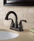 Idora Mediterranean Bronze Two Handle Centerset Bathroom Faucet With Drain Assembly High Arc Spout Easy Install 4 Inch Centerset Design Old World Style For Sinks