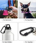 4 Pack Aluminum Alloy Carabiners with Locking Gate, used as hammock clip, dog hook, sport bottle holder, and keychain
