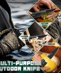 Rugged Fixed Blade Outdoor Knife With D2 Steel Blade And Toothed Spine Full Tang With Slip Resistant Ergonomic Handle for various tasks