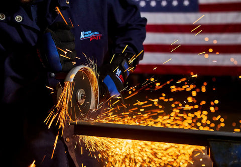 Person using Z Tech High Performance Cut Off Wheels For Angle Grinder Type 27 Type 42 Depressed Center 6 In X.045 In X 7/8 In