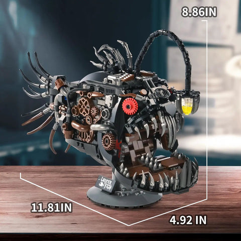 Lit Lantern Fish Mechanical Building Set With 1038 Pieces STEM Construction Toy For Adults And Teens Realistic Deep Sea Model That Doubles As A Glow Lamp Hours Of Creative Play And Display, 11.81 x 8.86 x 4.92 in