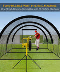 Backyard Portable Batting Cage Net For Baseball And Softball, Pop Up Cage 22 Ft By 12 Ft By 8 Ft, Pitching Machine Hole shown