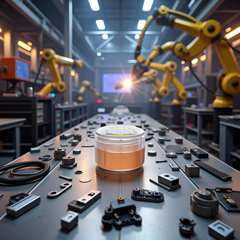 Conductive Electrical Contact Grease For Automotive And Electronics, Pro Grade Copper Anti Seize Paste on a factory table