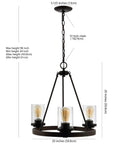 Dimensions of Oil Rubbed Bronze 20 Inch Three Light Rustic Farmhouse LED Chandelier With Wagon Wheel Design