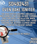 Gas Range Igniter Replacement For Specific Models Only Not Universal Fits Your Stove 115V 3.2 To 3.6 Amp With Alternate Part Numbers AP3674290 00610098 1107469 487383 492431, wire harness and terminals shown.