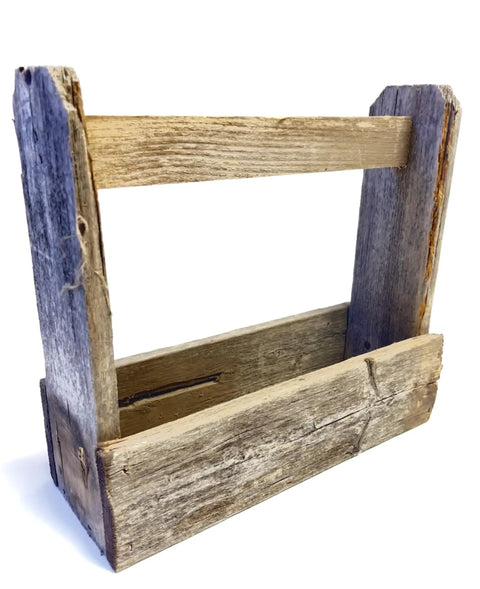 Real Reclaimed Barnwood Tote Carry All Planter Box For Indoor And Outdoor Farmhouse Decor Accent With Authentic Weathered Wood