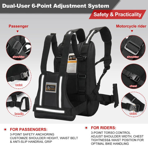 Upgraded Motorcycle Safety Harness For Kids And Adults With Adjustable Fit, Heavy Duty Webbing, Rock Solid Connection, Easy Clip On And Off, Comfortable Straps, Built For Every Ride