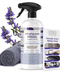 Stainless Steel Cleaner And Polish Bundle With USDA Biobased Formula, Fingerprint And Residue Remover, Lavender Scent
