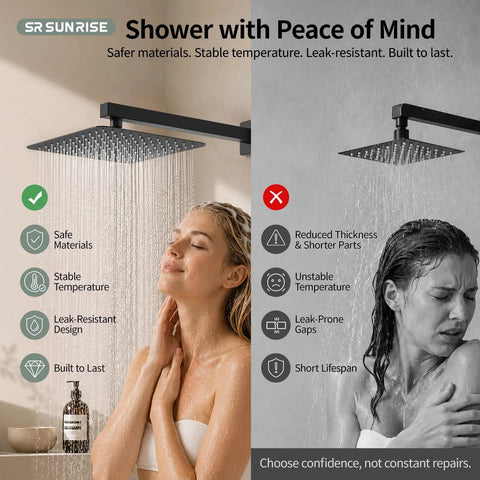 Kick Back And Unwind With This Badass Matte Black 10 Inch Square Rainfall Shower Head Set Built Tough From Premium 304 Stainless Steel For Heavy Duty Bathroom Upgrades