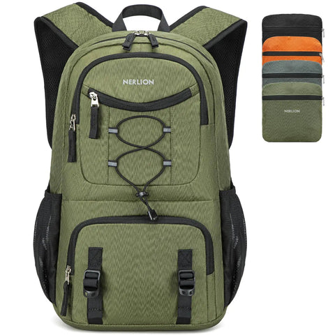 Lightweight 35L Foldable Hiking Backpack For Men And Women, Waterproof Outdoor Daypack for travel and camping, green color
