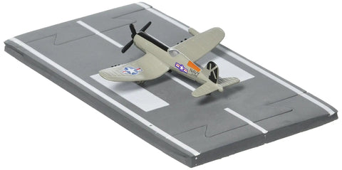 Runway24 F4U USN Die Cast Aircraft with Buildable Runway Deck and Gear; realistic navy plane toy for collectors and enthusiasts.