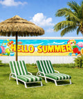 Hello Summer Banner 118 By 20 Inches Outdoor Beach Theme Party Decor With Flamingo And Tropical Fruit Design