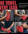 Cotton Shop Towels 12x14 Inch 100 Pack Ultra Absorbent Reusable Rags For Auto Garage Bar And Home Cleaning Durable Multipurpose Red