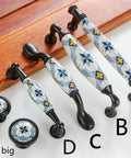 Blue Ceramic Cabinet Pulls For Kitchen And Bathroom Heavy Duty Porcelain Drawer Pulls Zinc Alloy Base Modern Durable Furniture