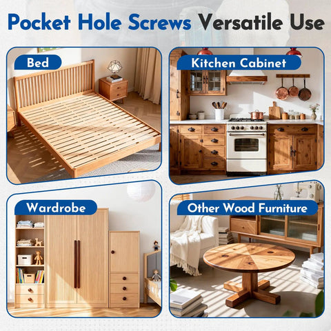 Interior Pocket Hole Screws One And A Quarter Inch Number Eight Square Drive Washer Head Zinc Plated Coarse Thread Use