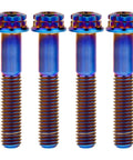 Titanium Flange Bolts 12 Point Head M10 X 40mm Pack Of 4 Burnt Blue Grade 5 Titanium Alloy, front view