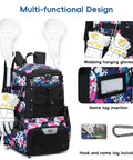 Youth Lacrosse Backpack With Secure Helmet Slot And Separate Shoe Compartment, Waterproof Team Gear Bag For Boys And Girls, Ventilated Mesh Back, Game Day Ready Solid Haul with gloves and stick.
