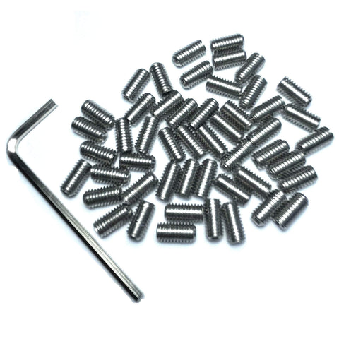 Heavy Duty 50 Piece 10-32 By 3/8 Inch Hex Socket Set Screws In 304 Stainless Steel With Allen Head Grub Screws, Includes 3/32 Inch Allen Wrench, Built Tough, Rust Resistant For Machinery, DIY Projects And Home Shop Use