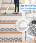 15 Piece Non Slip Stair Treads For Wooden Steps Indoor Carpet Runner Rugs Mat 8x30 Inches Gray Diamond Pattern Soft Grip Easy Install Durable Polyester
