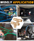 Pro Grade One Quarter Inch Tee Union Push To Connect Brass Air Brake Line Fittings Four Pack DOT Approved connectors in use