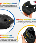 Large Rock Climbing Holds 20 Pack With Easy Mounting Hardware Three Shapes For Indoor Outdoor Climbing Walls Frames Tree Houses Playrooms And Adult Obstacle Courses Black Finish, showcasing high density plastic, anti-slip texture, and reinforced base in black