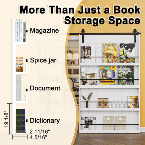Paintable 36x84 Barn Door With 6.6 Ft Hardware Kit Delivers Space-Saving Sliding Design And Built-In Storage Shelf
