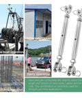 Rock Hard 304 Stainless Steel Swivel Jaw Turnbuckles For Marine Sailboat Rigging mounted for various applications including boats and buildings.