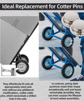 8 Pack Spring Steel Push On Pushnut Caps with Mechanical Zinc Plating for One Half Inch Axles on hand trucks and lawn wagons.