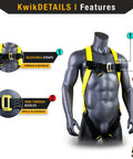 Gator Roof Anchor Bundle With 50 Ft VLA 6 Ft Safety Lanyard Cross Arm Strap 1D Ring Full Body Harness with features highlighted