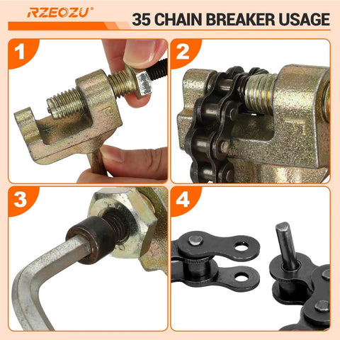 Silver 140 Link Mini Bike Chain With Master Link And Chain Breaker For Predator 79cc To 100cc Engines usage steps