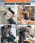Four individuals wearing Three Piece PPE Set With Safety Face Shield 42.5 Inch Waterproof Rubber Apron And Latex Gloves For Industrial Cleaning Grinding And Chemical Work For Tougher All Day Protection