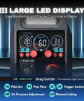 Close-up view of LED control panel on 60 Amp Plasma Cutter With Drag Cut Control For Smooth Straight Cuts Up To Five Eighths Inch On Steel Aluminum And Copper Non Touch Pilot Arc New Design Torch Dual Voltage 110 And 220 Volts LED Panel Front Regulator Perfect For The Shop And DIY Crew