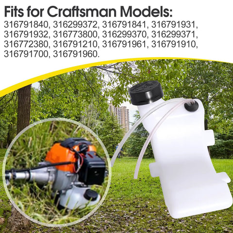 Replacement Fuel Tank For Gas Trimmer Fits Troy-Bilt TB525EC TB590EC TB146EC TB575EC Cub Cadet shown in grassy background