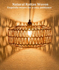 Laid Back Vibes 13 Inch Battery Powered Rattan Chandelier With Adjustable Brightness Dimmer And Timer For Gazebo Patio Or Pergola Waterproof Boho Pendant Light, showcasing natural rattan weave.