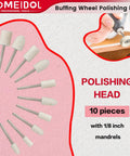 10 wool felt polishing heads with 1/8 inch mandrels from 72 Piece Buffing Wheel Polishing Kit for Rotary Tools