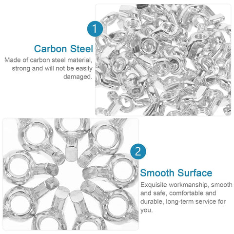 Premium Heavy Duty Steel Wing Nuts For Hurricane Shutters 20 Pack with carbon steel material, showing smooth surface details.