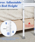 Adjustable Bed Rails For Elderly Safety Up To 400 Lb With Pocket Portable Assist Handle detail showing height adjustment level.