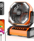 20000mAh Rechargeable Camping Fan With Built In Light And Remote, Auto Oscillating Tent Fan for Travel Outdoor RV and Garage